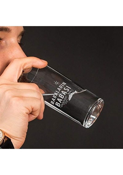 Babaların Babası Esprili Ahşap Kutulu Rakı Seti 2 Adet Kadeh 1 Adet Sürahi Duble Metre Çok Renkli