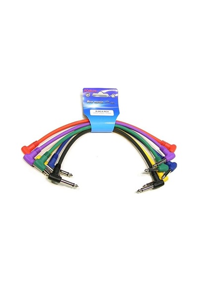 Kırlın I6-243-0,15m-6pack Pedal Ara Kablosu 6'lı Set 6 Farklı Renk İle Pedalboard Düzeni L Tipi Kısa Jaklar Ve Net Sinyal Geçişi