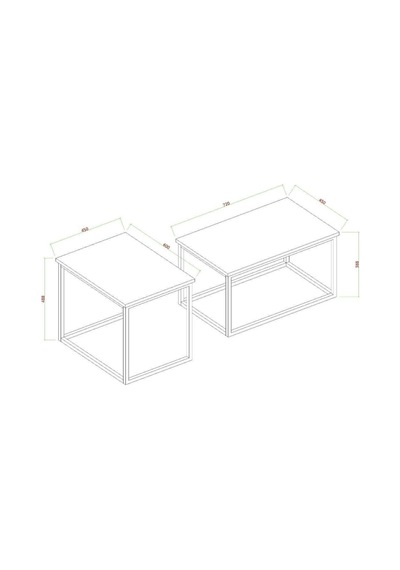Pissa Metal Ayak Orta Sehpa 2li Zigon Sehpa Beyaz Mermer Deseni