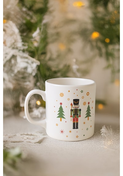 Keramika New Year Kurşun Asker Ağaç Kupa 10 Cm Beyaz