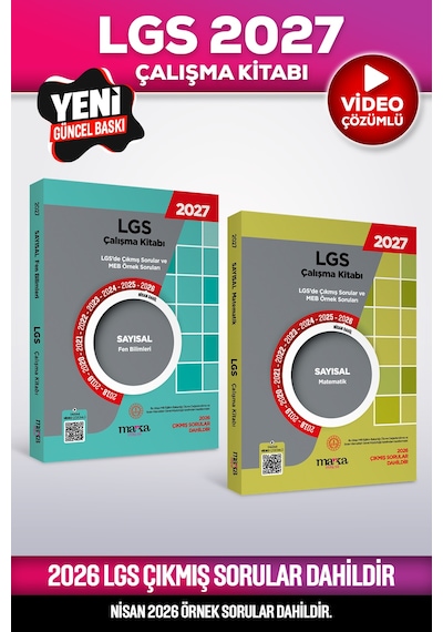 2027 Nisan Güncel 8. Sınıf Lgs Çıkmış Ve Meb Örnek Sorular Sayısal Çalışma Kitabı 2'li Set