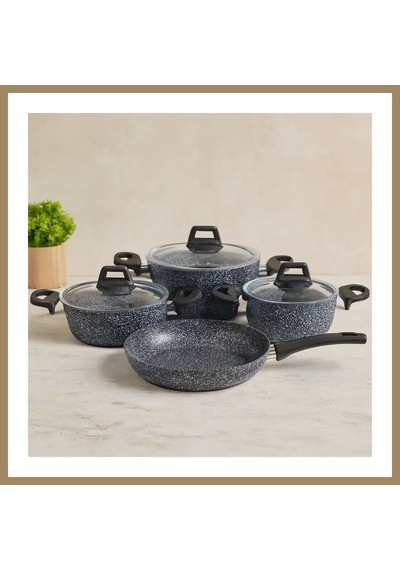 Bezos 7 Parça Granit Tencere Ve Tava Seti 20-24cm Derin, 27cm Cam Kapak, 26cm Tava 22