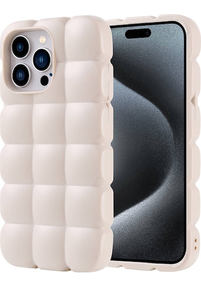 Apple Uyumlu iPhone 15 Pro Max Kılıf Parlak Esnek Silikon Zore Dom Dom Kapak Beyaz
