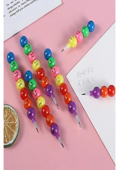 Emoji Kurşun Kalem Yumurtlayan 2 Adet Eğlenceli Gülen Yüzlü Kurşun Kalem Hediyelik Kurşun Kalem Çok Renkli