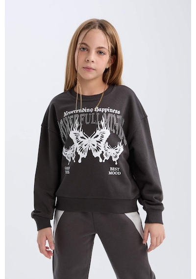 Defacto Oversize Geniş Kalıp Bisiklet Yaka Baskılı Sweatshirt Kız Çocuk D4386A824WN Antrasit Defacto Oversize Geniş Kalıp Bisiklet Yaka Baskılı Sweatshirt Kız Çocuk D4386A824WN Antrasit