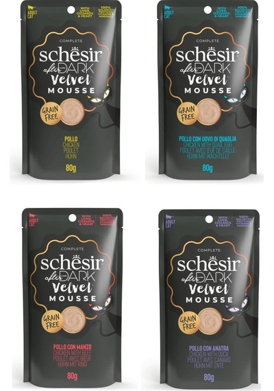 Schesir After Dark 4 Çeşit Karma Pouch Mousse Kedi Yaş Mama 80 Gr. X 4 Adet