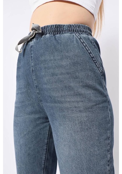 Kadın Lastikli Jogger Pantolon Mavi 001