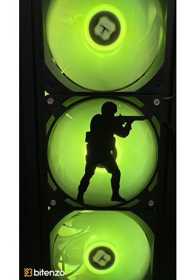 Taktik Operasyoncu Silüetli 120x120 Mm Pc Fan Kapağı - Masaüstü Bilgisayar Fan Kapağı Siyah