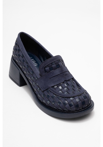 Luvishoes Luvi Shoes Marlon Lacivert Örgülü Kadın Kalın Topuklu Loafer Ayakkabı Lacivert Luvishoes Luvi Shoes Marlon Lacivert Örgülü Kadın Kalın Topuklu Loafer Ayakkabı Lacivert