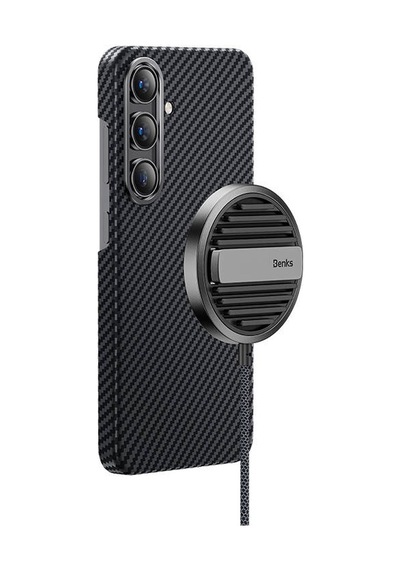 Galaxy S25 Plus Kılıf M-safe Şarj Uyumlu Karbon Fiber Benks Essential Armorair 600d Kevlar Siyah