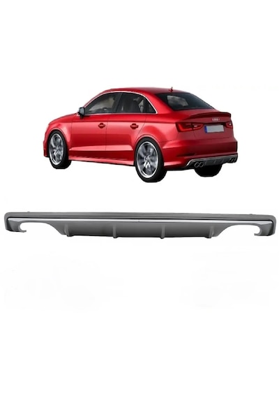 Audi A3 2014-2015-2016 8v Sedan Plastik Gri S3 Arka Difüzör