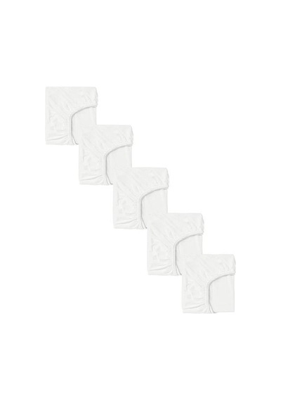 5 Adet 40 X 80 + 10 Cm Anne Yanı Lastikli Penye Kumaş Bebek Çarşafı-beyaz