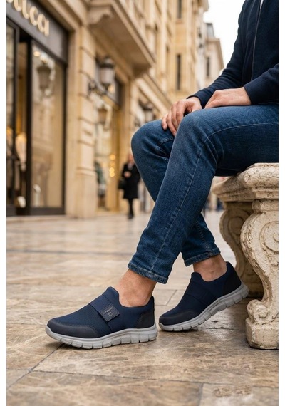 Fort 2023 Anatomik Rahat Esnek Bağcıksız Erkek Sneaker Ayakkabı Lacivert