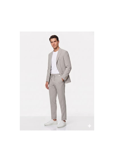 Modmen İtalyan Kesim Slimfit Erkek Takım Elbise Çizgili Gri