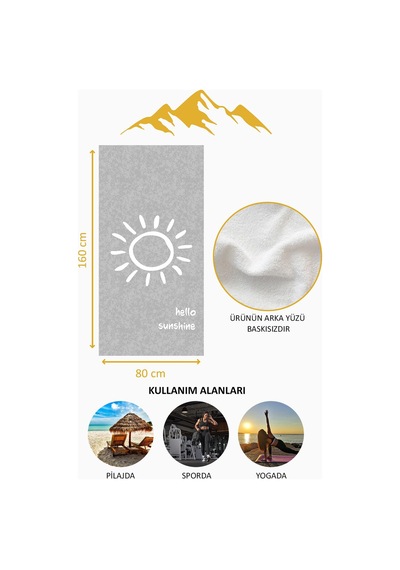 Dijital Baskı Plaj Deniz Havlusu Hello Sunshine Desenli Peştamal Hvl0002 Renkli