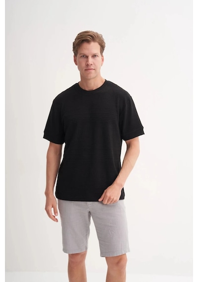 Cazador Polo Yaka Regular Fit Örme Dokulu Tişört 4207 Siyah