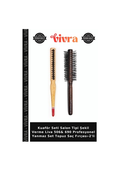 Kuaför Seti Salon Tipi Şekil Verme Liva 506& 690 Profesyonel Yanmaz Set Saç Fırçası-2'li