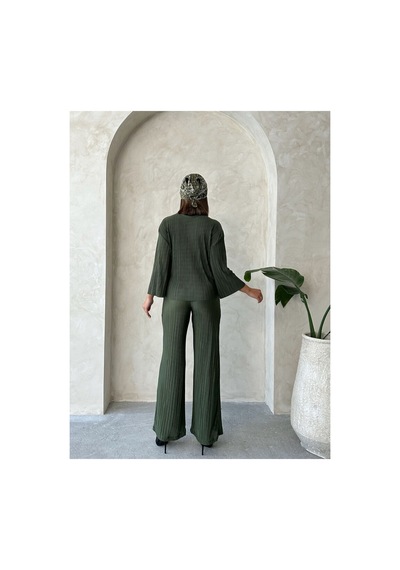 Verymoda Piliseli Pantolon Haki