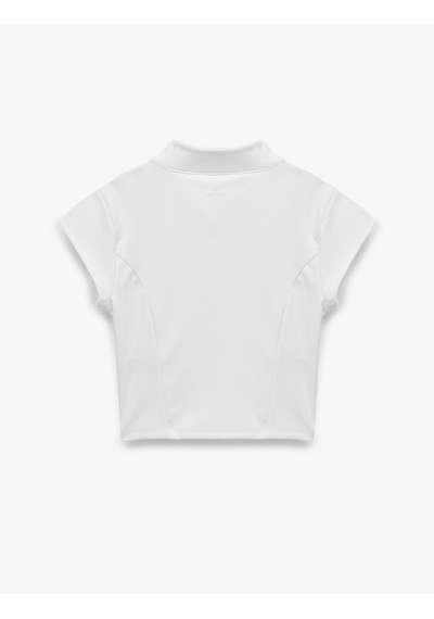 Koton Yarım Fermuarlı Slim Fit Dik Yaka Kısa Kollu Spor Tişört Beyaz 7wak10141nk