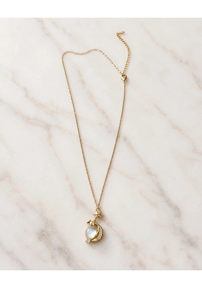 Gold Renk Opal Taşlı Kolye