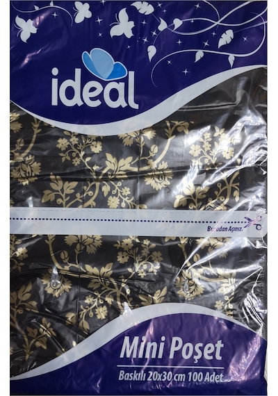 Çiçek Baskılı Mini Boy Hışır Poşet 20X30Cm 100 Adet