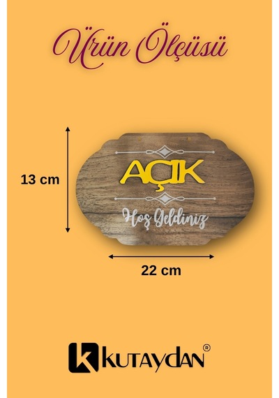 Dekoratif Ahşap Çift Taraflı 2d Açık-kapalı Yazısı - Tesbih Ahşap