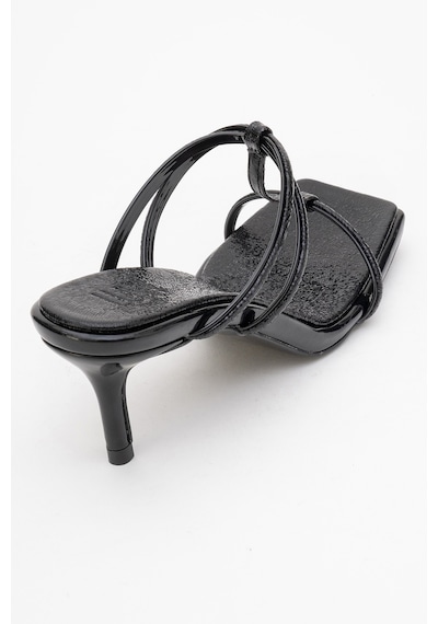 Luvishoes Luvi Shoes Mocha Siyah Desenli Kare Burunlu İnce Bantlı Kadın Topuklu Terlik Siyah Luvishoes Luvi Shoes Mocha Siyah Desenli Kare Burunlu İnce Bantlı Kadın Topuklu Terlik Siyah