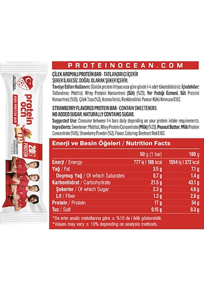 Protein Bar - Strawberry Cake - 50g X 12 Adet