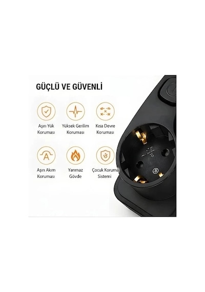 Akım Korumalı 5 Li Priz 2xusb 2xtype-c Çıkış Akım Koruma Çoklu Priz Çoğaltıcı Anahtarlı Ftr-31 Siyah