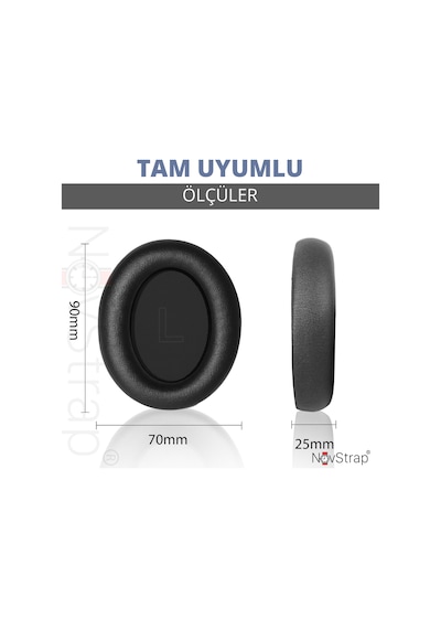 Novstrap Anker Soundcore Life Q10 Q10 Bt İle Uyumlu Kulaklık Pedi Süngeri Yastığı Siyah