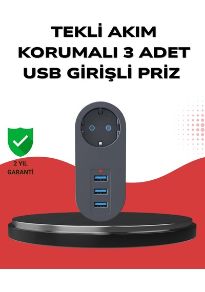 Zenvia Isıya Dayanıklı 3 Usb Portlu Güvenlikli Priz Akıllı Enerji Yönetimi Znv2026 Belirtilmemiş