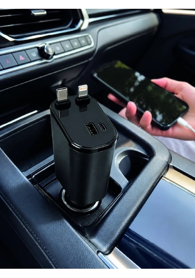 120w Hızlı Şarj Destekli 4'ü 1 Arada Araç Şarj Cihazı Type-c, Lightning, Usb Ve Usb-c Çıkışlı