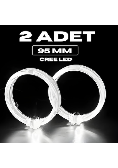 95mm Cree Led Angel Eye Melek Gözü Kristal Beyaz Halka Far Modifiye Gündüz Farı Seti - 2 Adet Takım Ürün