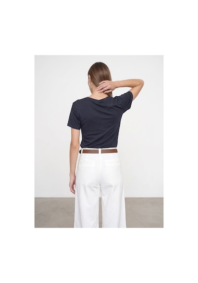 Dilvin 32847 Lyocell Karışımlı V Yaka T-shirt-k.lacivert-16457