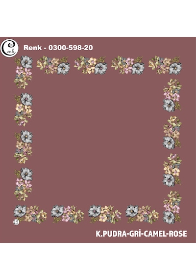 Cenk İçi Boş Kenarı Desenli Oyalık Yazma 100 Cm Pudra