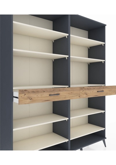 Hyperion Gardrop 10 Raflı 2 Çekmeceli 176x44x221 Antrasit-aytaşı/çam Beyaz Hyperion Gardrop 10 Raflı 2 Çekmeceli 176x44x221 Antrasit-aytaşı/çam Beyaz