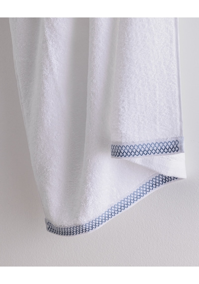 Madame Coco Topaze Pamuklu Banyo Havlusu - Beyaz/mavi - 70x140 Cm 8684427297001
