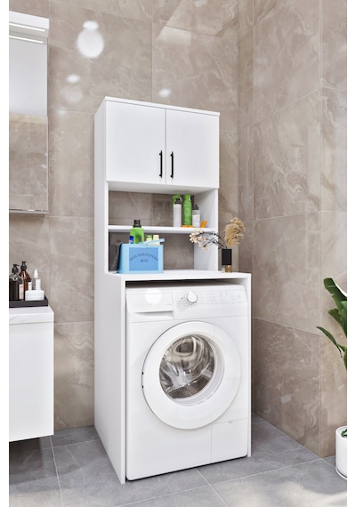 Ases Mobilya Esl0231 Çamaşır Makinesi Dolabı Banyo Dolabı Beyaz-safir Meşe Beyaz