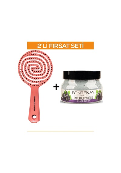 Fontenay Profesyonel 3boyut Saç Fırçası+face&body Peeling Scrub Yüz Maskesi Böğürtlen 350ml 2'li Set