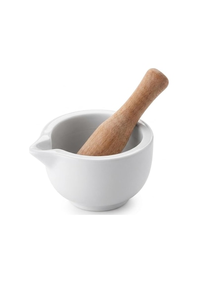 Porselen Havan Ve Tokmak Seti - Minimalist Beyaz Sarımsak Baharat Ve Kahve Ezici Öğütücü Şık Mutfak Gereçleri 12,1 X 10 X 6,6 Cm G3463 Çok Renkli