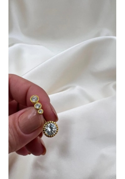 Bb Üç Taş Göbek Piercing Altın