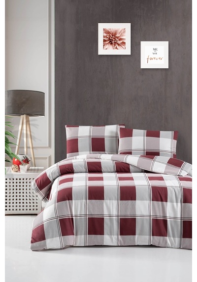 Menderes Home Cotton Collection Flanel Çift Kişilik Nevresim Takımı Red