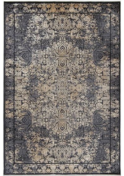 Hoom Rugs Natural 1707 Siyah Sarı Klasik Salon Halısı