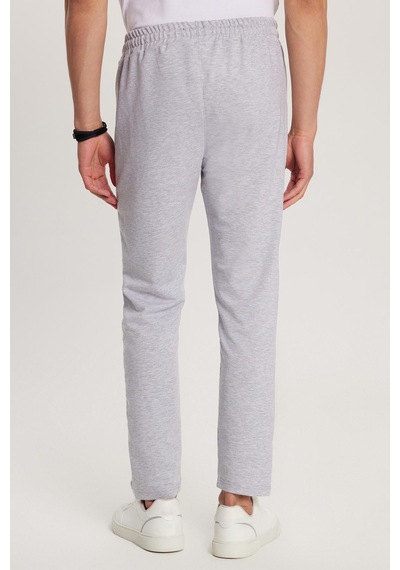 Tudors Unisex Standart Fit Pamuklu 2 İplik Fermuar Cepli Beli Lastikli Bağlamalı Düz Paça Gri Eşofman Altı-34052 gri