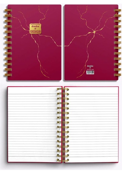 Denden Mermer Kırmızı 17x24 Çizgili Defter Kırmızı