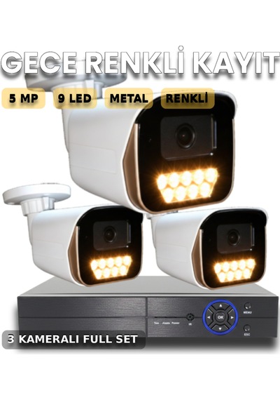 Aurxm2frt9s38kh6 3 Kameralı 5mp Yapay Zeka Destekli Güvenlik Kamera Seti