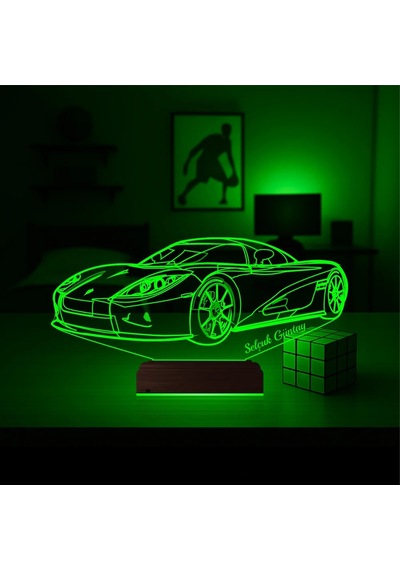 Luvivia Spor Araba Ferrari Tasarım Kişiye Özel 3d Lamba - Masa Gece Lambası Şeffaf