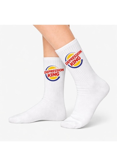 Carnaval Socks Depression King Yazı Desenli Unisex Çorap Çok Renkli