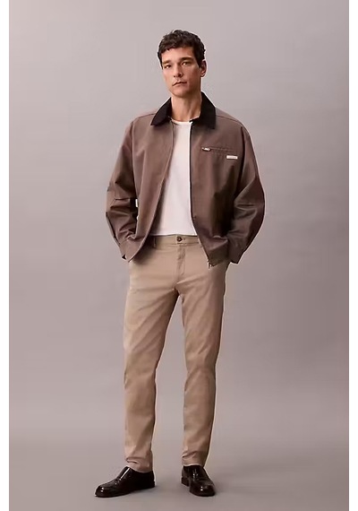 Calvin Klein Erkek Slim Fit Esnek Kumaşlı Chino Pantolon - Bej Vintage Khaki