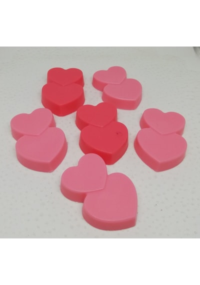 Sabun - Kokulu Süs Sabunu - Kalp 6 Adet Pembe-5cm Beyaz sabun